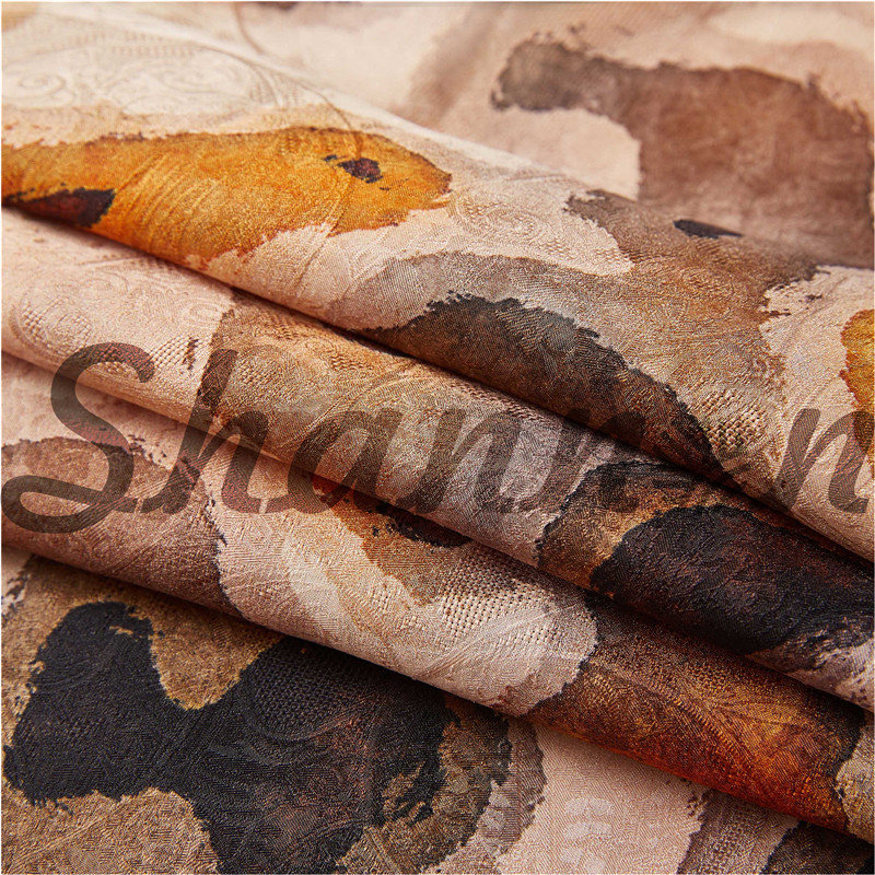 ผ้าไหมหม่อนธรรมชาติ 100% 19MM jacquard Chinoiserie Silk Fabric