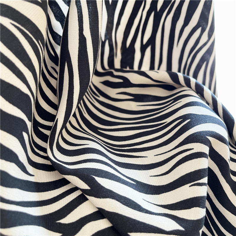 56 เรยอน 44 viscose satin พิมพ์ลายสัตว์ zebra animal print fabric